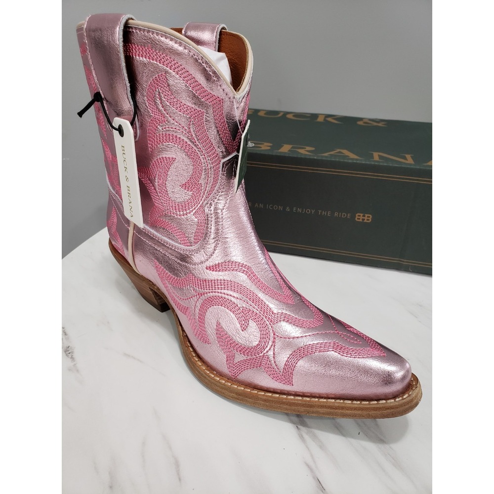 Buck & Brana Regina Cowgirl Western Boots Embroidered Metallic ballet pink